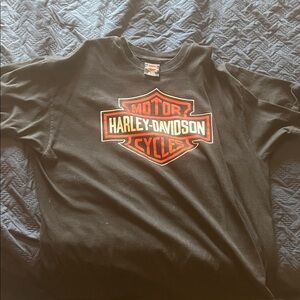 Vintage Harley-Davidson Black and Orange Short Sleeve Tee